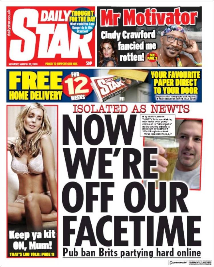 Portada de Daily Star (Reino Unido)