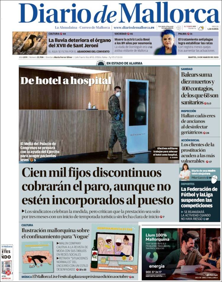 Portada de Diario de Mallorca (Espa&ntilde;a)