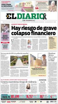 Portada de El Diario de Coahuila (México)