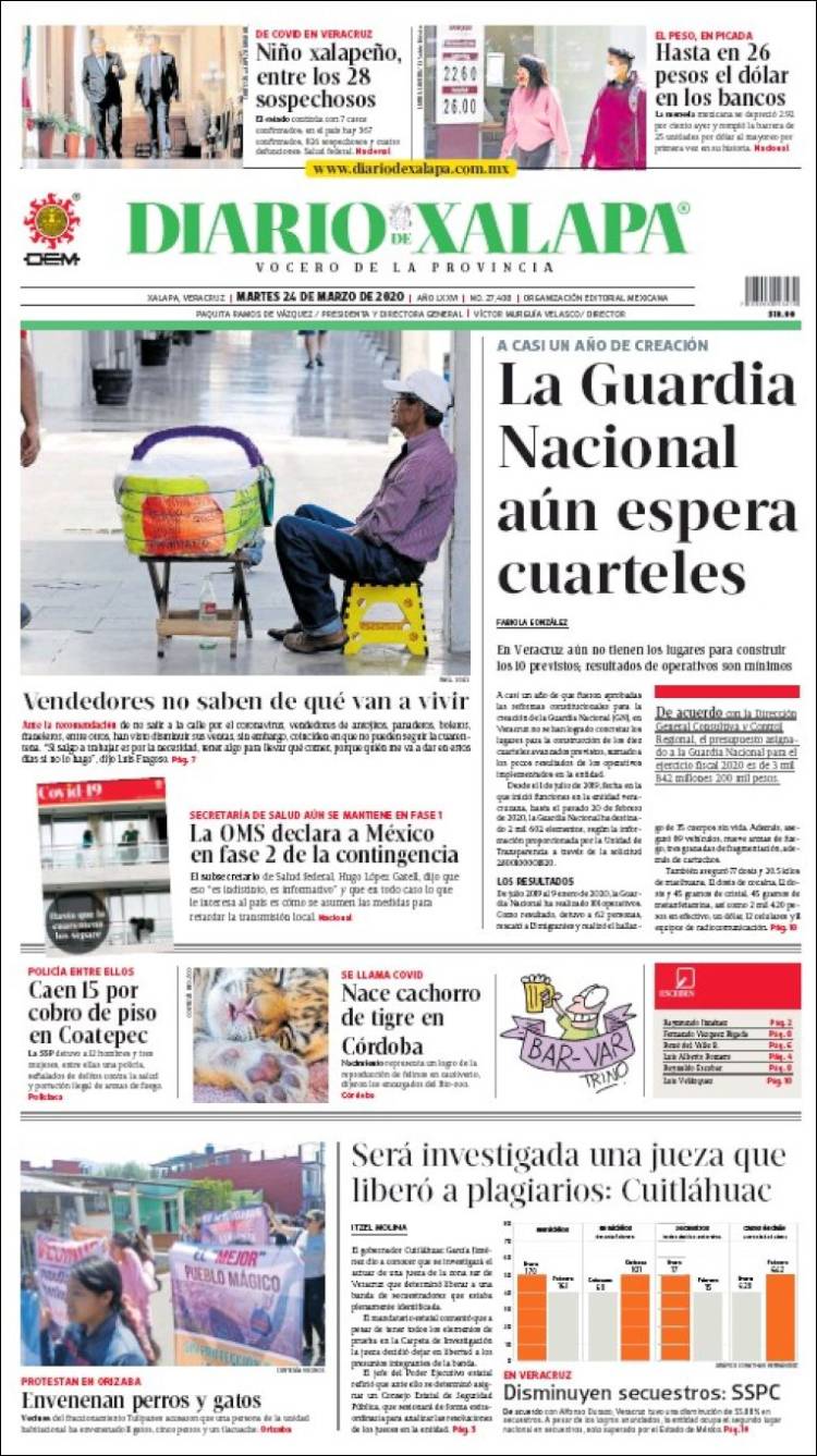 Newspaper Diario de Xalapa (Mexico). Newspapers in Mexico. Tuesday's ...