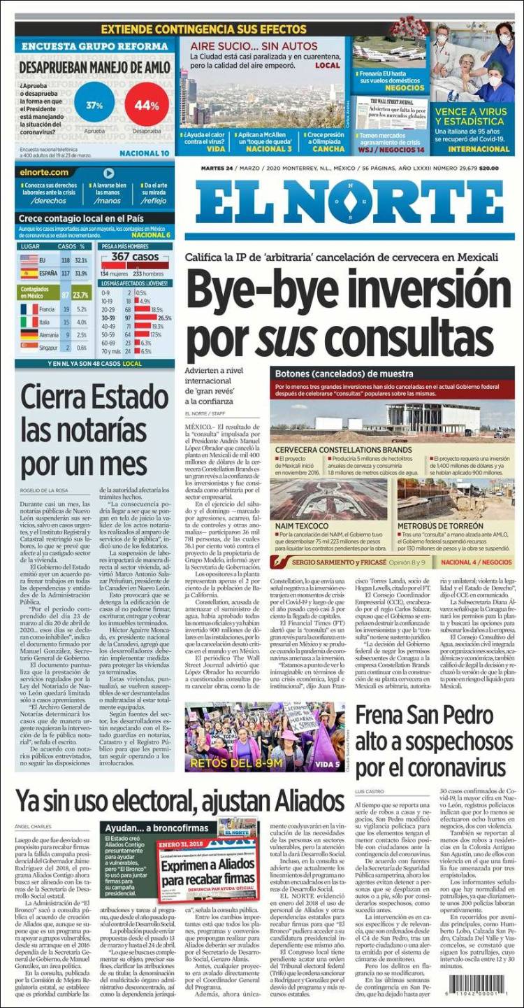 Portada de El Norte (México)