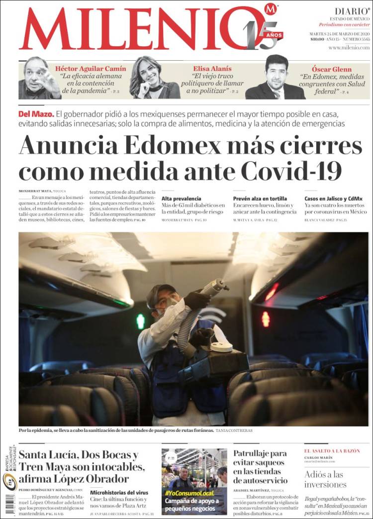 Portada de Milenio - Estado de México (México)