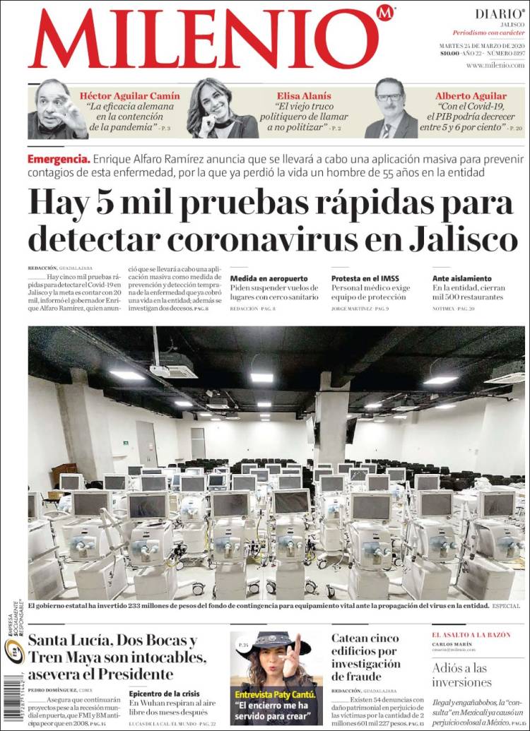 Portada de Milenio - Jalisco (México)