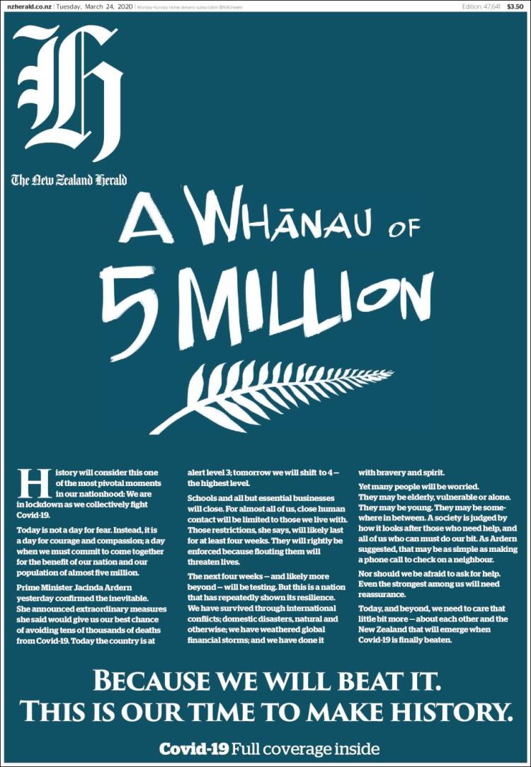 Portada de The New Zealand Herald (Nueva Zelanda)