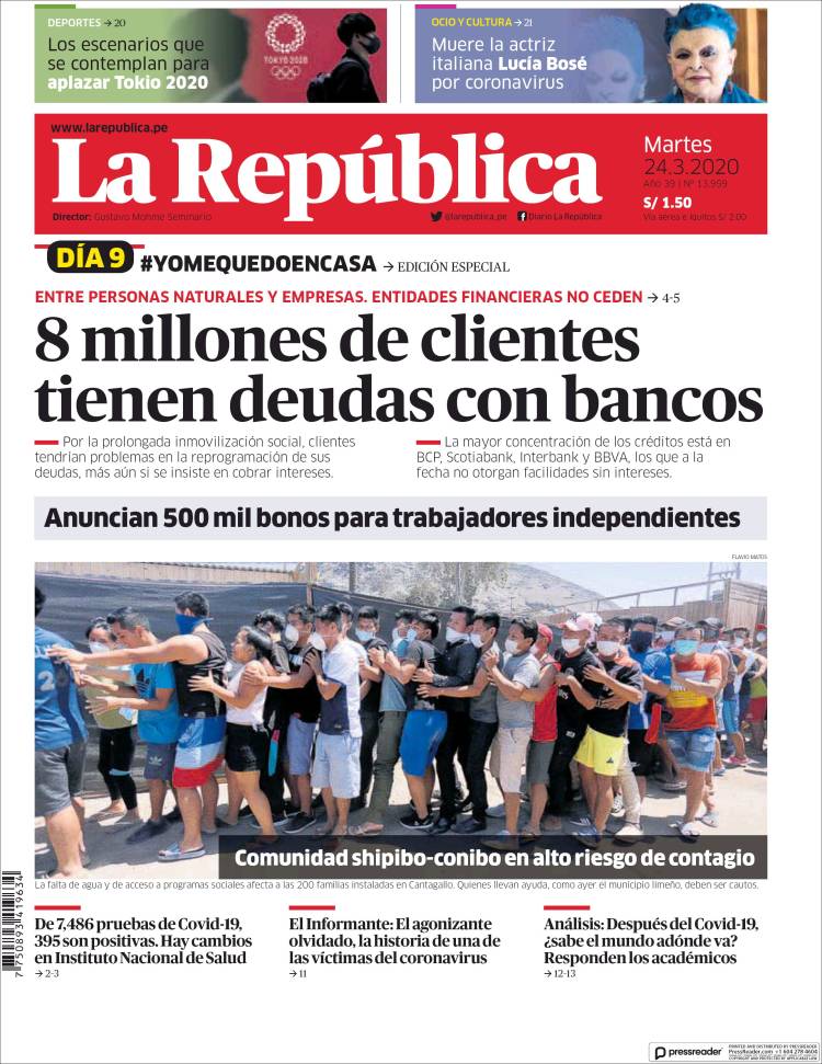 Portada de La Republica (Perú)