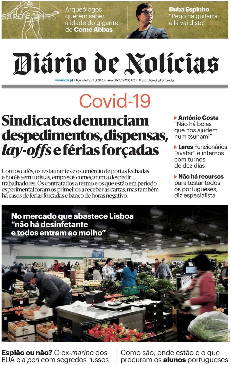 Portada de Diário de Noticias (Portugal)