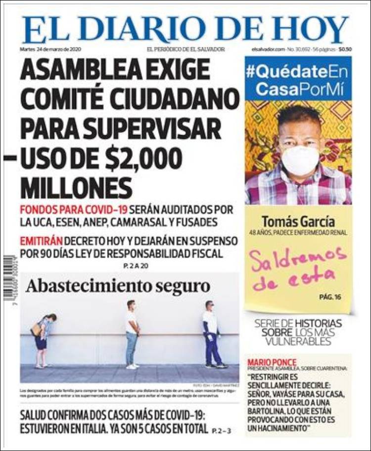 Portada de El Diario de Hoy (El Salvador)