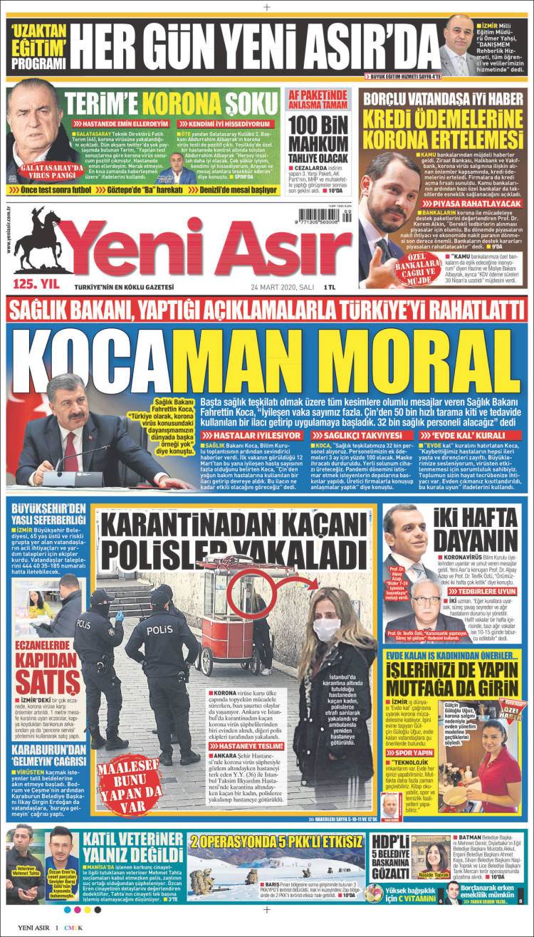 Portada de Yeni Asır (Turqu&iacute;a)
