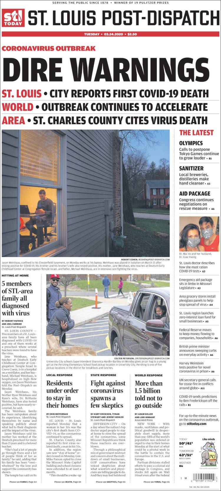 Portada de St. Louis Post-Dispatch (USA)