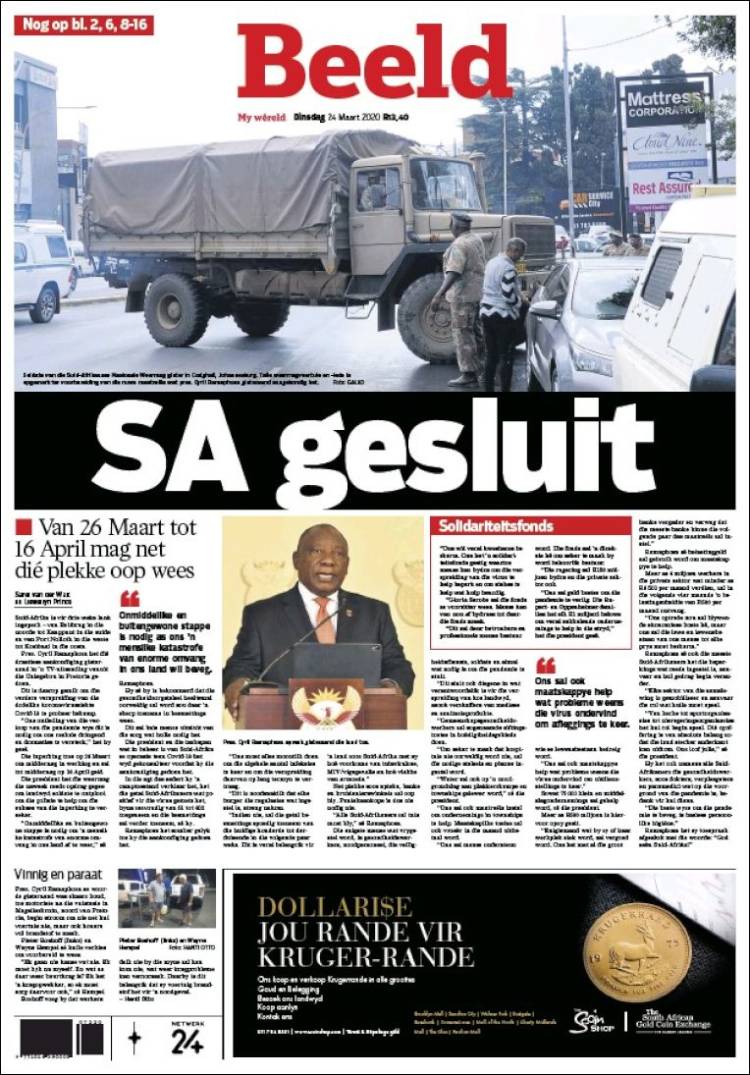 Portada de Beeld (Sud&aacute;frica)