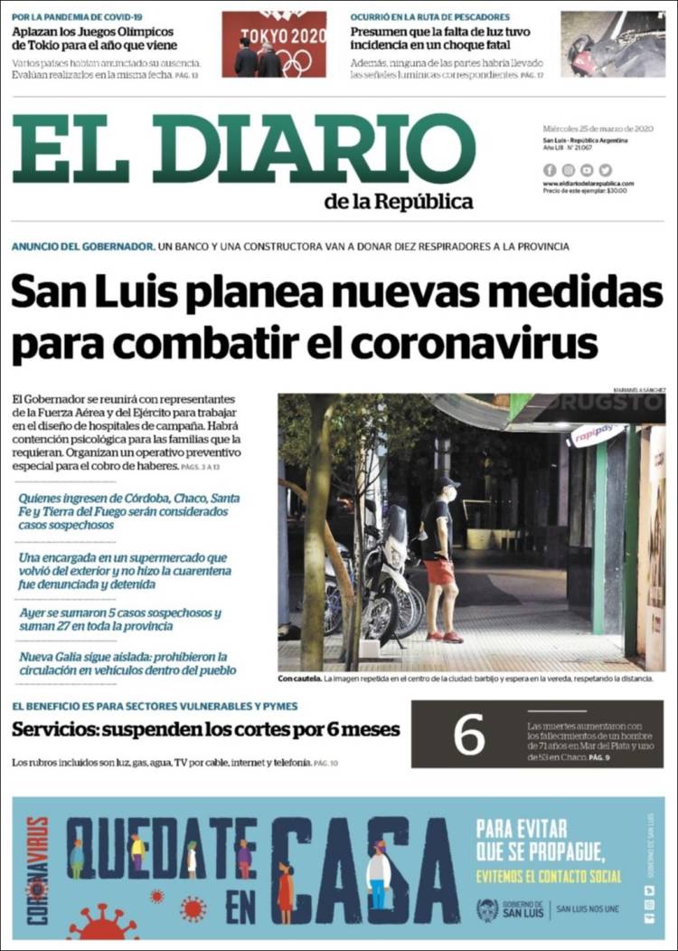 Portada de Diario de la República (Argentina)
