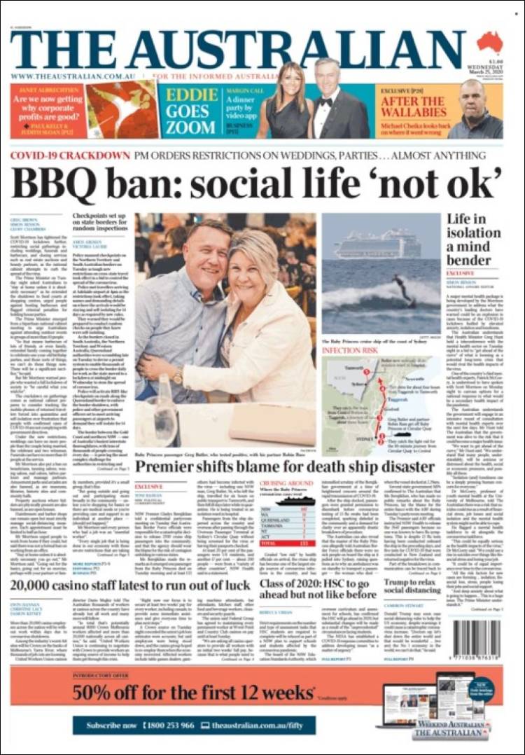 Portada de The Australian (Australia)