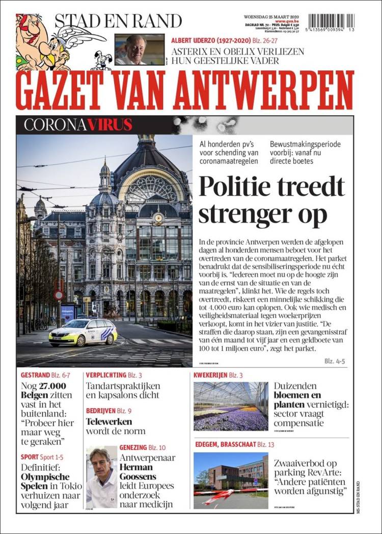 Portada de Gazet van Antwerpen (B&eacute;lgica)