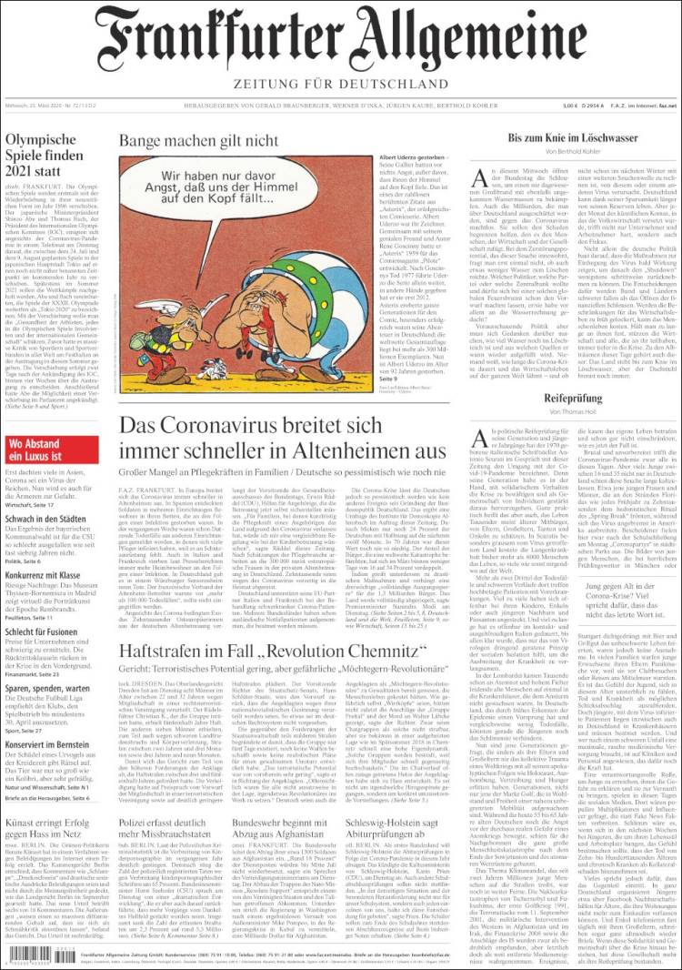 Portada de Frankfurter Allgemeine (Alemania)