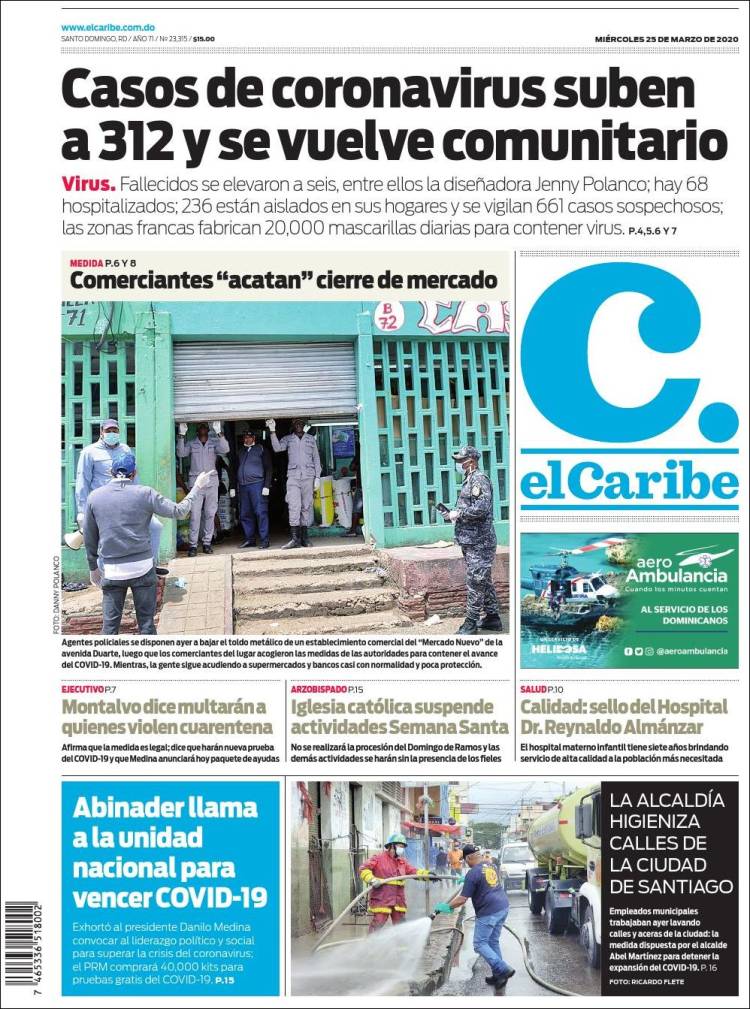 Portada de El Caribe (R. Dominicana)