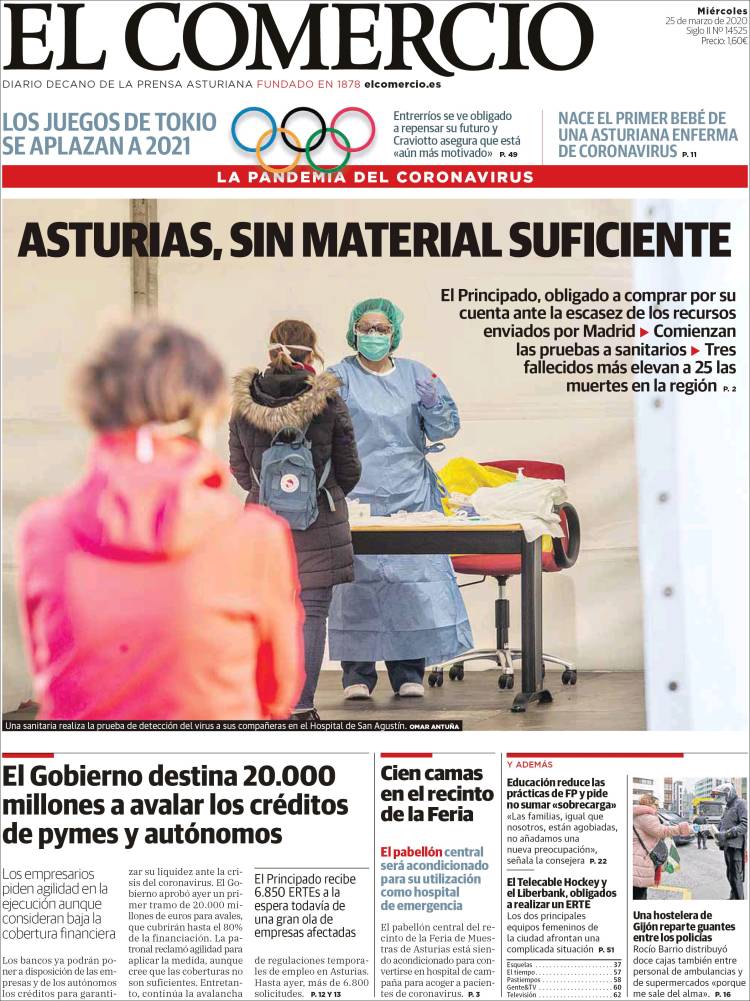 Portada de El Comercio (Espa&ntilde;a)