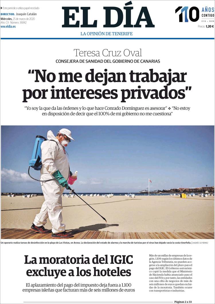 Portada de El Día (Espa&ntilde;a)