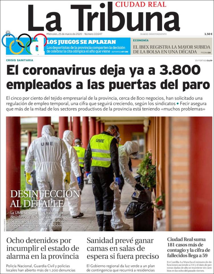 Portada de La Tribuna de Ciudad Real (Espa&ntilde;a)