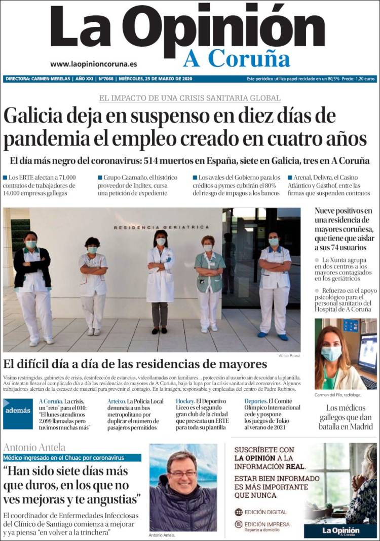 Portada de La Opinión de A Coruña (Espa&ntilde;a)