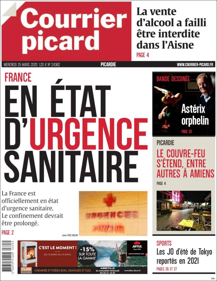 Portada de Courrier Picard (Francia)