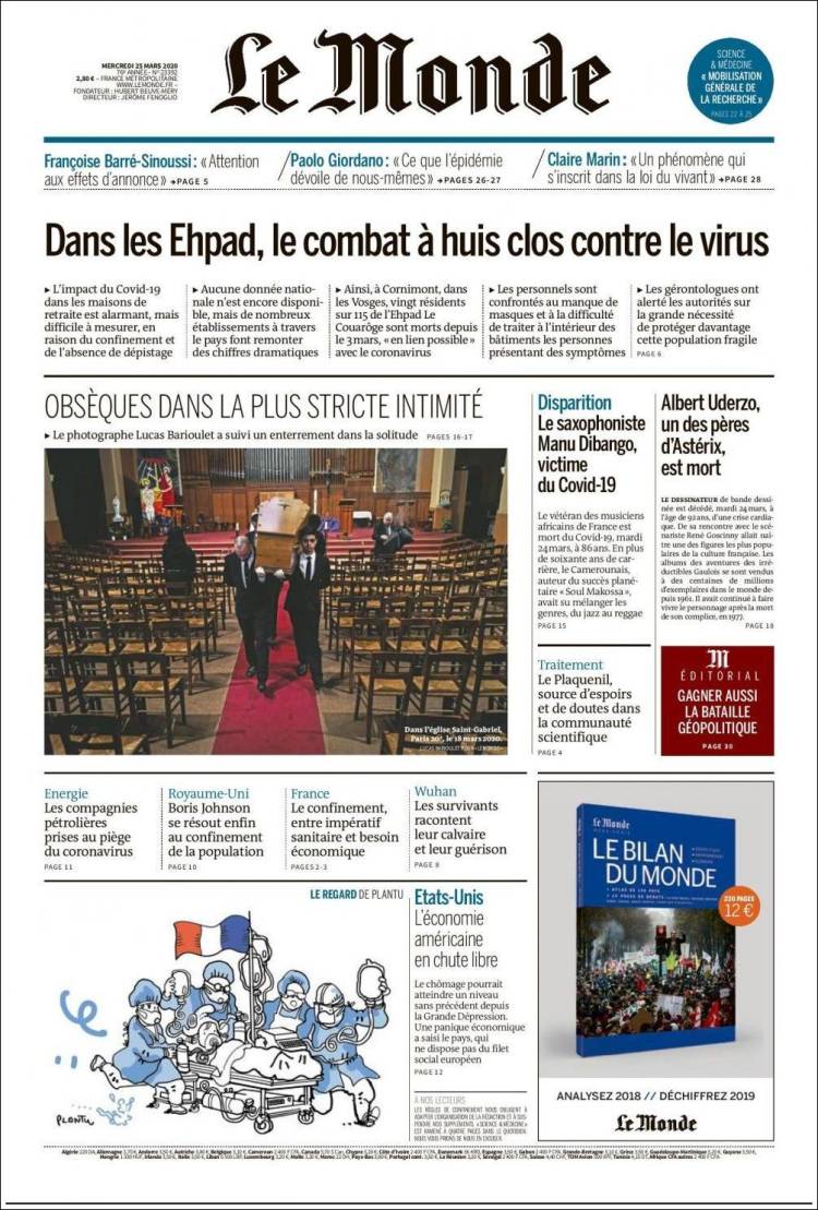 Portada de Le Monde (Francia)