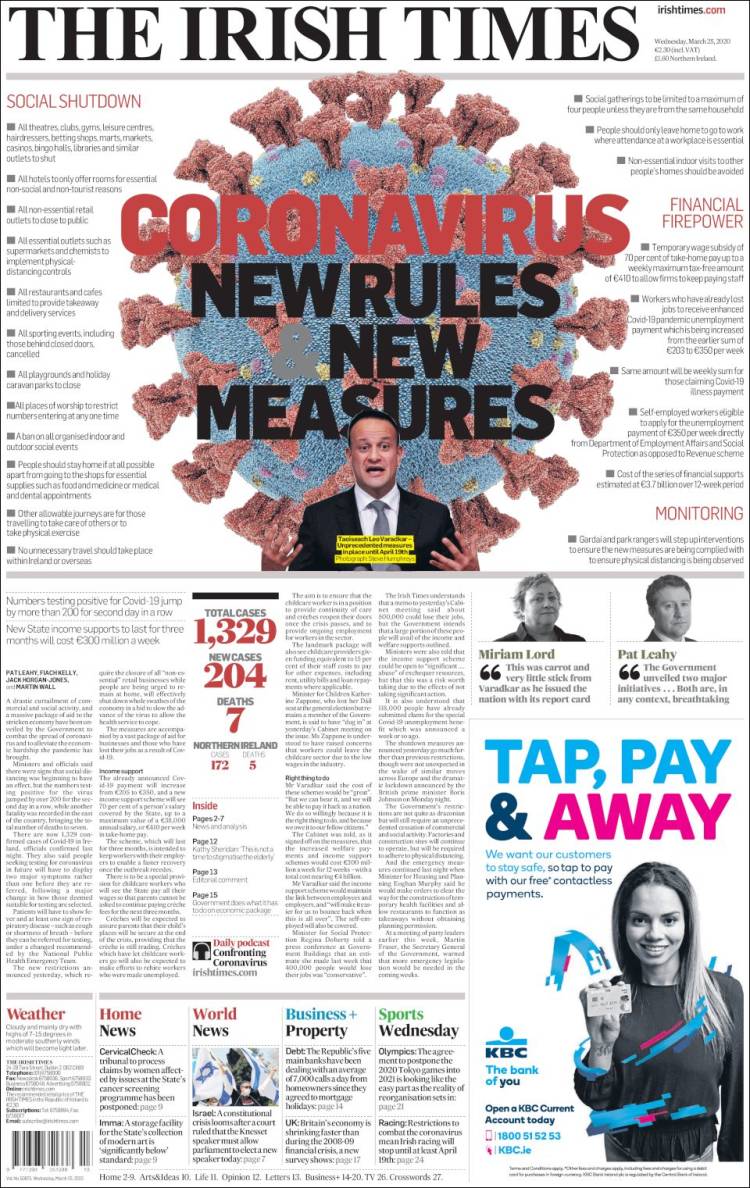 Portada de Irish Times (Irlanda)