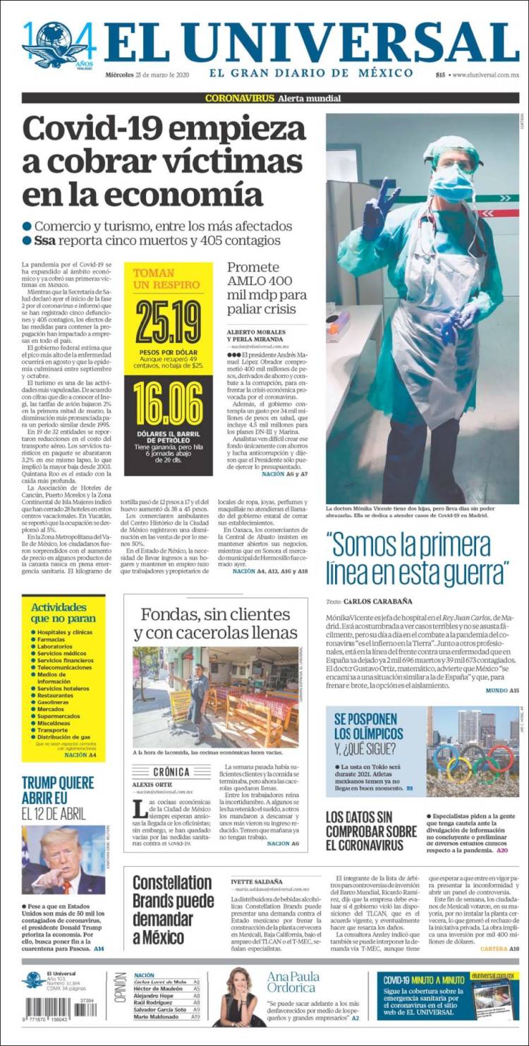 Portada de El Universal (M&eacute;xico)