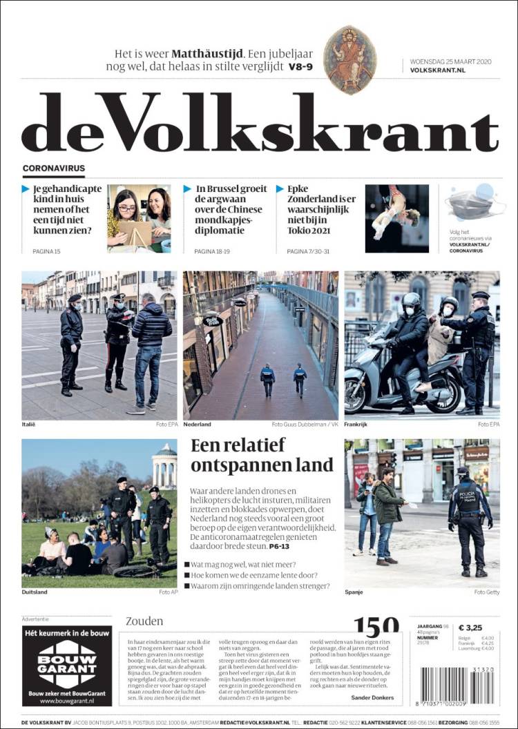 Portada de De Volkskrant (Pa&iacute;ses Bajos)