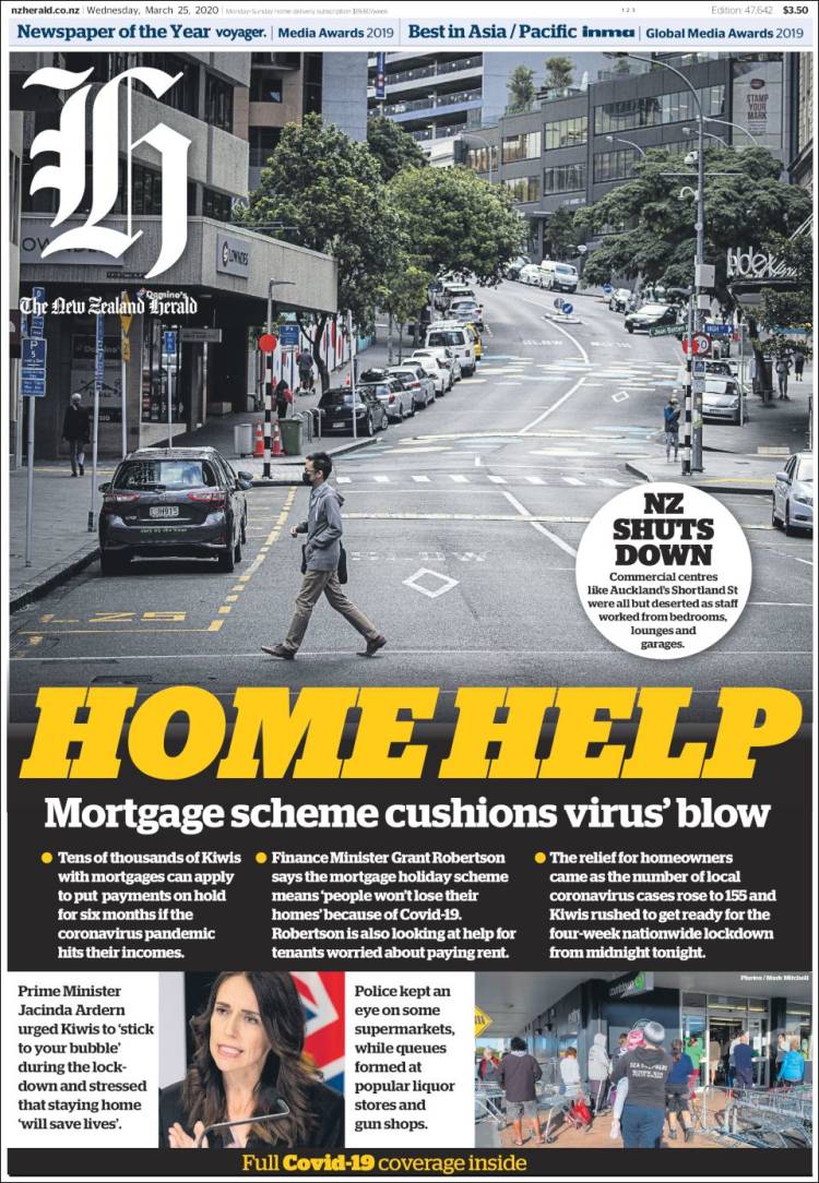 Portada de The New Zealand Herald (Nueva Zelanda)