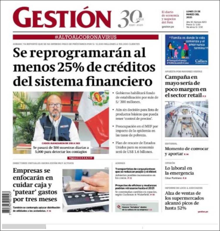 Portada de Diario Gestión (Per&uacute;)