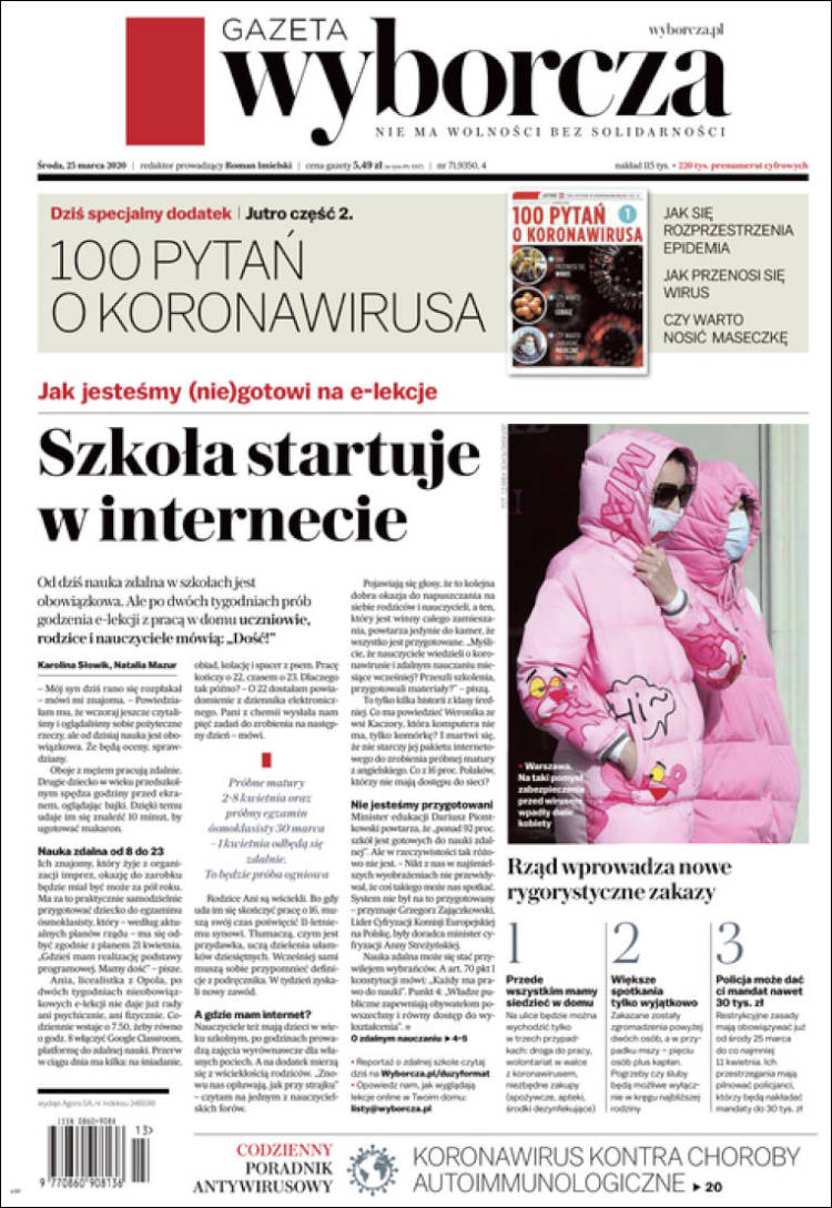 Portada de Gazeta Wyborcza (Polonia)