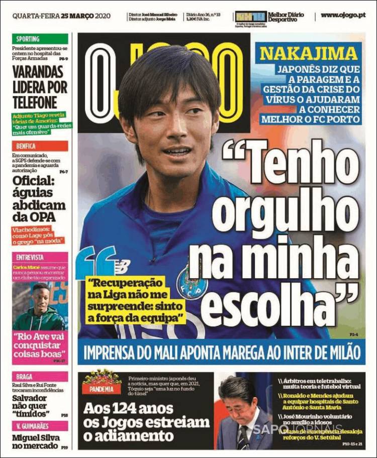 Portada de O Jogo (Portugal)