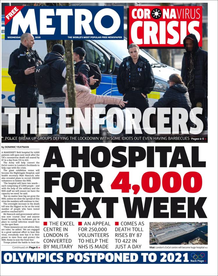 Portada de Metro (Reino Unido)