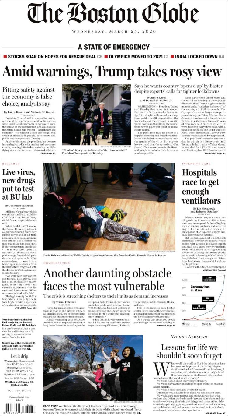 Portada de Boston Globe (USA)