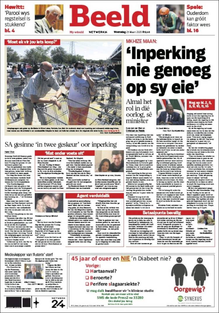 Portada de Beeld (Sud&aacute;frica)