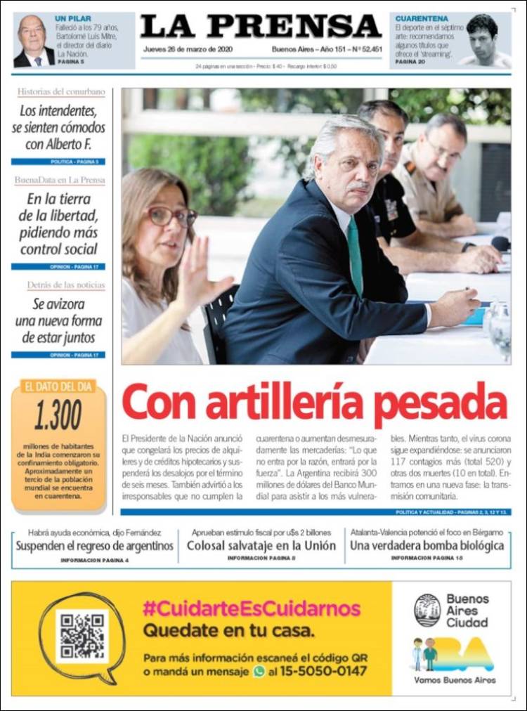 Portada de La Prensa (Argentina)