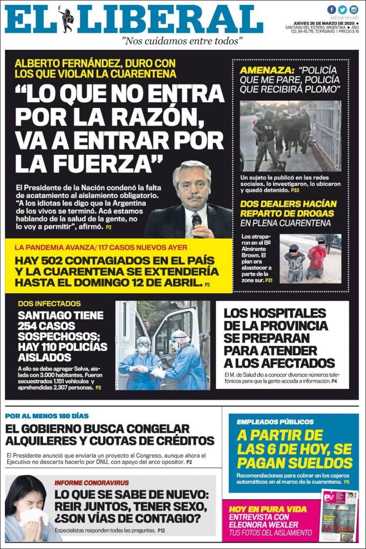 Portada de Diario El Liberal (Argentina)