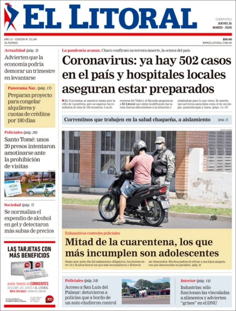 Portada de El Litoral Corrientes (Argentina)