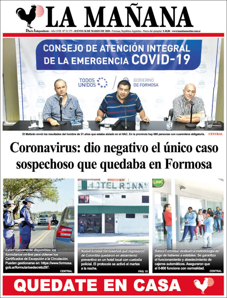 Portada de Diario La Mañana (Argentina)