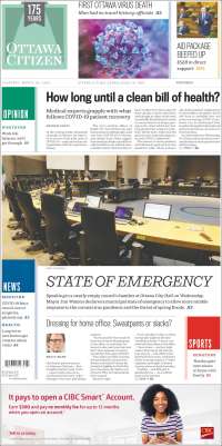 Portada de Ottawa Citizen (Canadá)