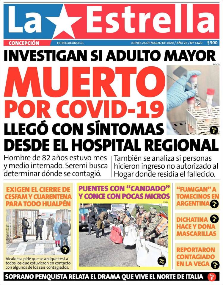 Portada de La Estrella de Concepción (Chile)