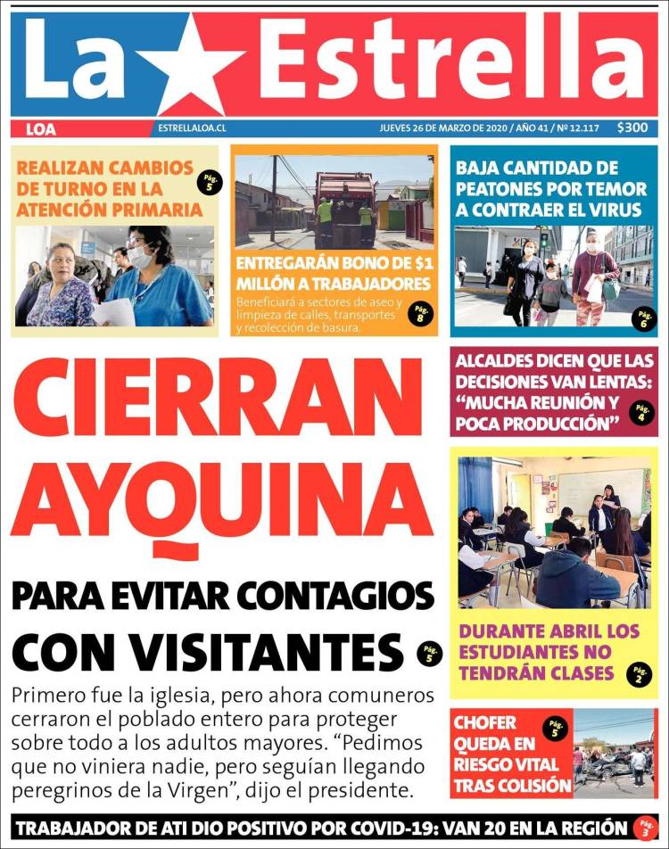 Portada de La Estrella de Loa (Chile)