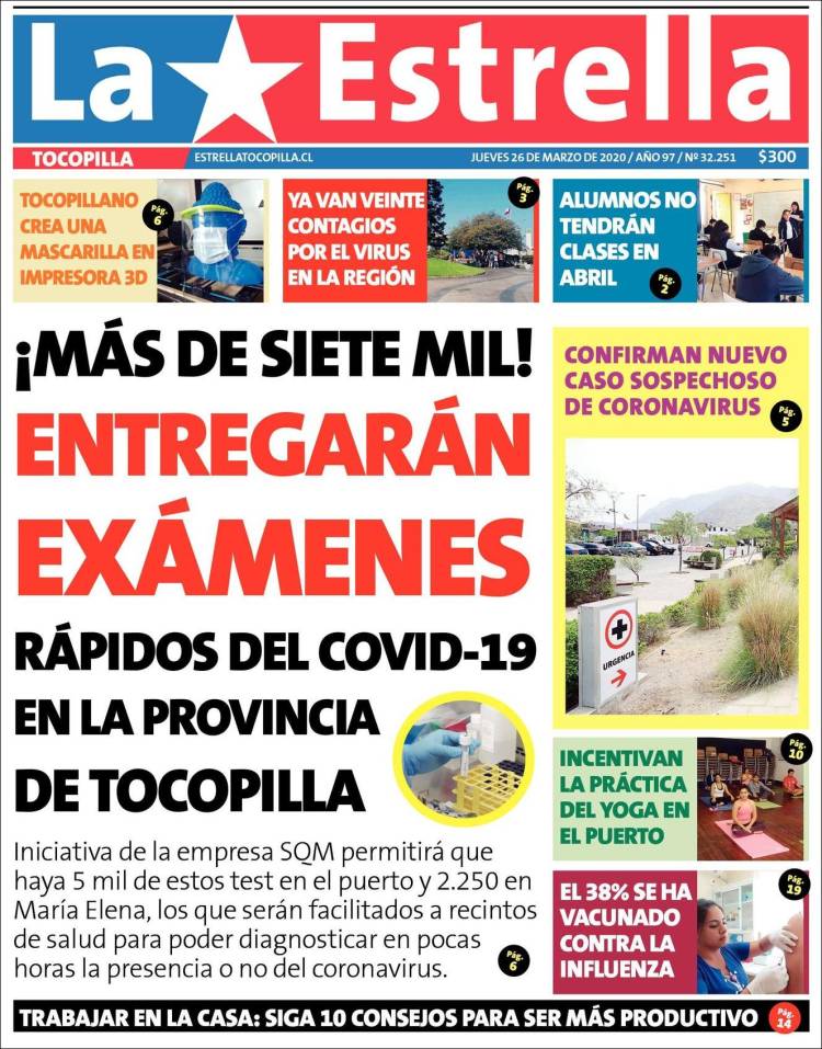 Portada de La Estrella de Tocopilla (Chile)