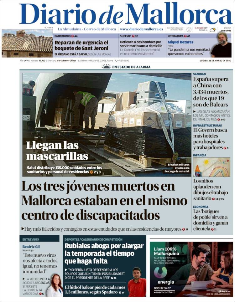 Portada de Diario de Mallorca (Espa&ntilde;a)