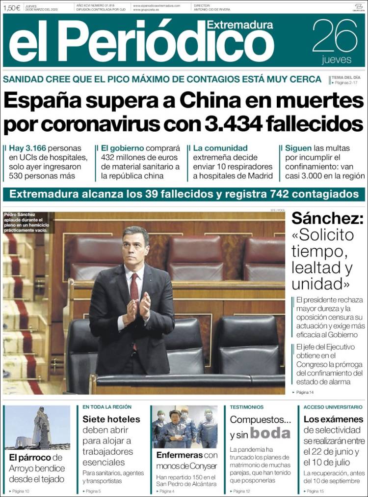 Portada de El Periódico de Extremadura (Espa&ntilde;a)