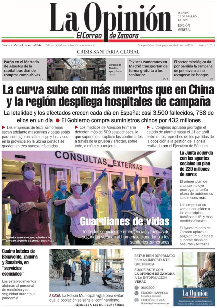 Portada de La Opinión - El Correo de Zamora (Espa&ntilde;a)