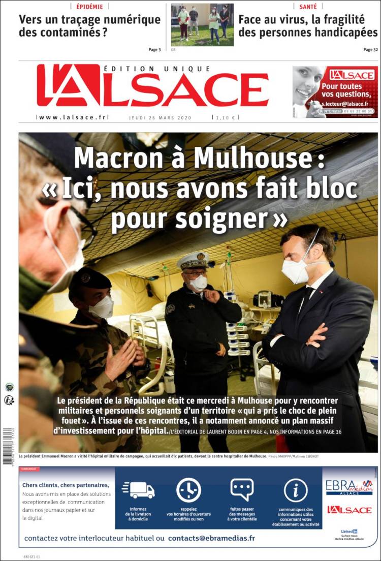 Portada de Journal L'Alsace (Francia)