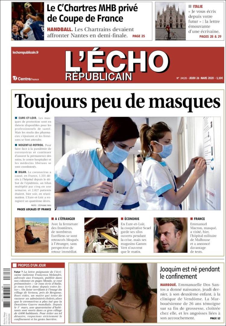 Portada de L'Echo Républicain (Francia)