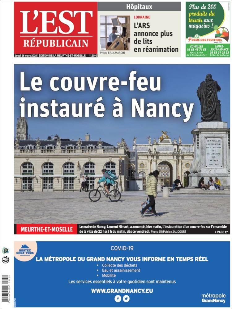 Portada de L'Est Republicain (Francia)