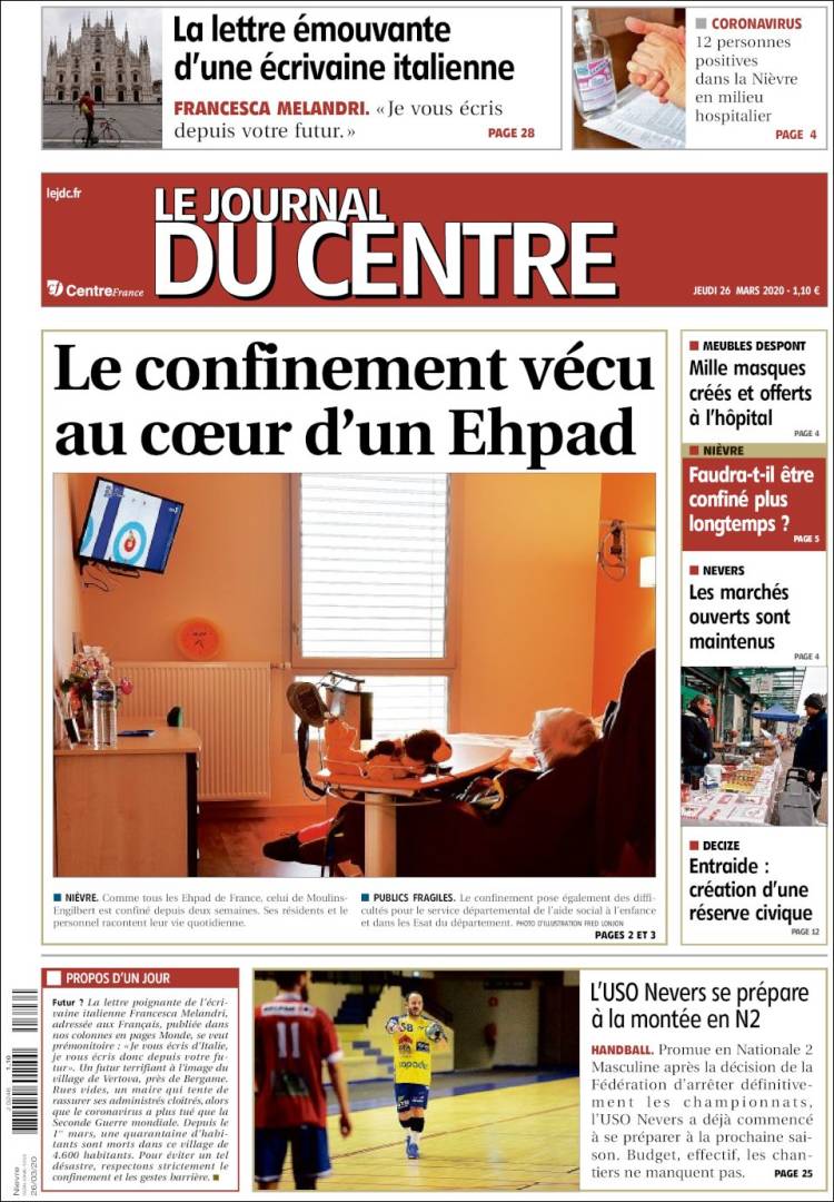 Portada de Le Journal du Centre (Francia)